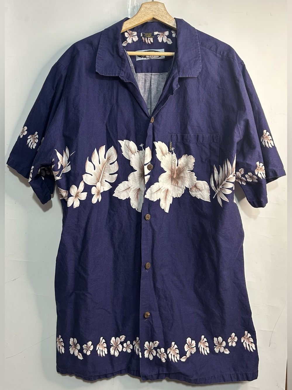 Palmwave Navy Floral Button Front Shirt 3XL